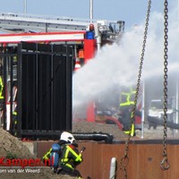 Gas- en zuurstofflessen in brand op Genuakade