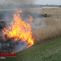 Groot stuk riet weggebrand aan Kamperzeedijk
